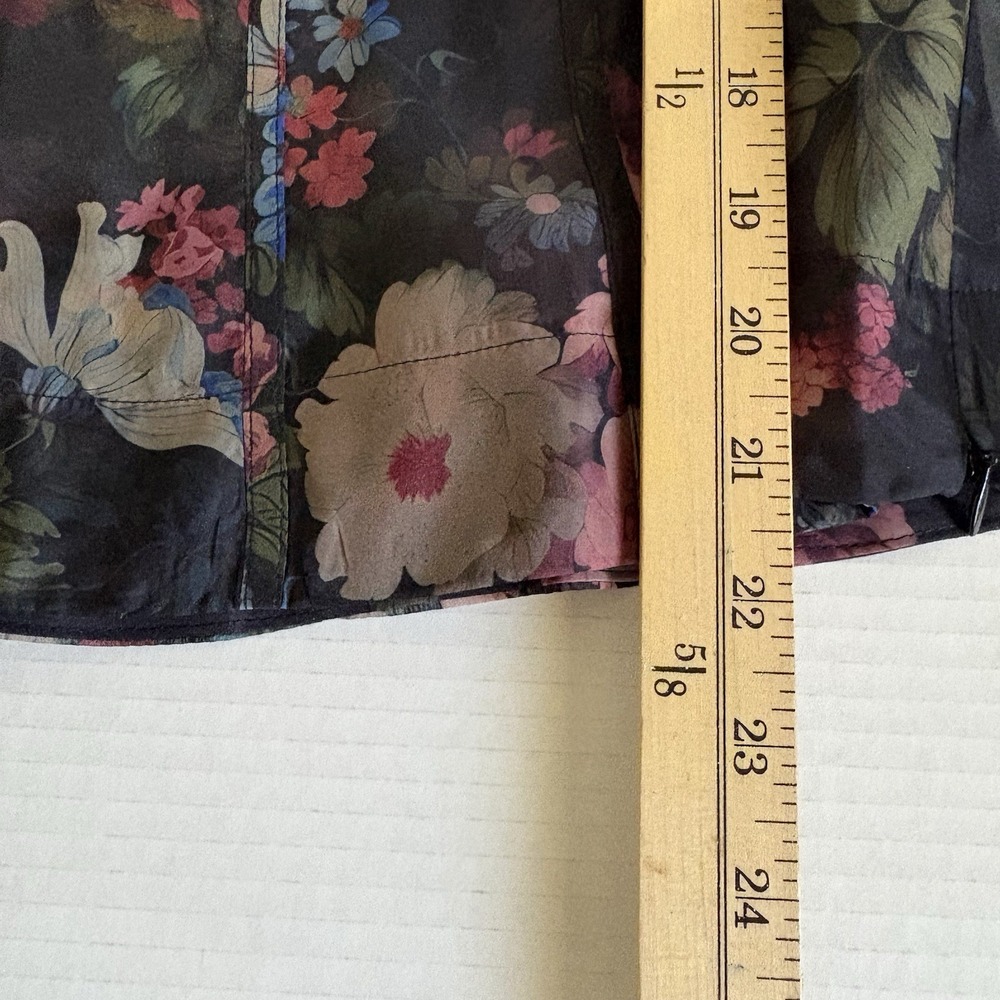 NWT Anthropologie Black Floral Corset Blouse Size M Sheer Puff Sleeve Ruffle Top - Picture 16 of 16